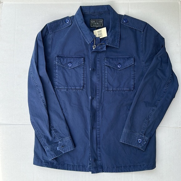 New GUESS Washed Twill Cargo Jacket SZ L - Picture 7 of 12